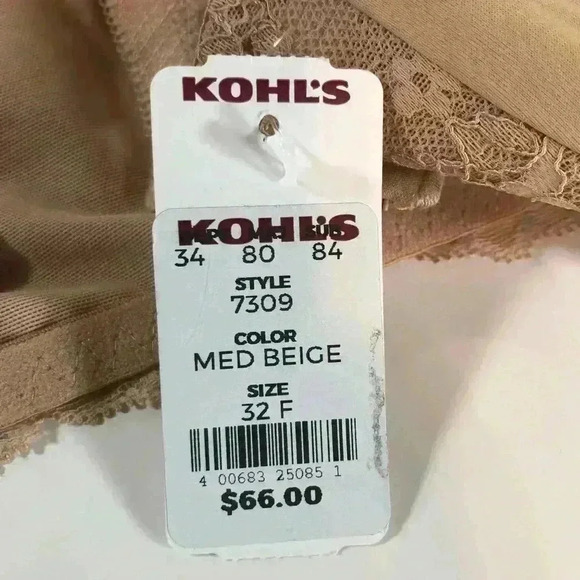 Dominique Women’s Beige Lace Minimizer Underwire Bra Adjustable Straps Size 32F - Picture 7 of 9